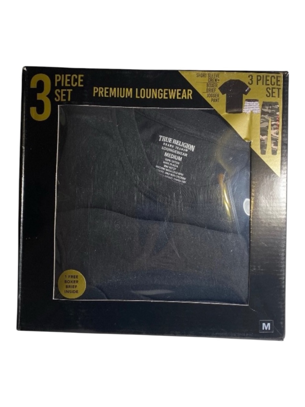 True Religion Loungewear Men’s Size Medium TShirt Boxers Joggers 3 Piece Set